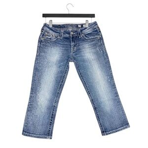 Miss Me Capri Jeans | Size 27x20.5 | Bling Pockets | Low Rise | Stretch| EUC